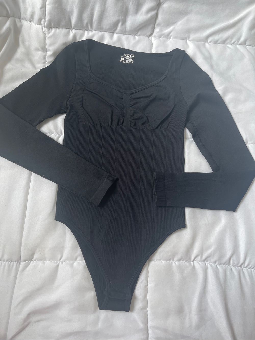 OQQ Black Long Sleeve Bodysuit